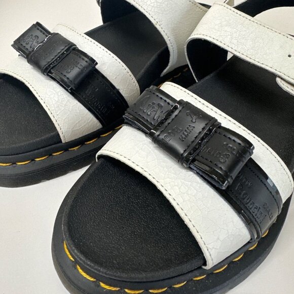 New Dr Martens Romi Crackle White and Black Bow Leather Sandals size 9 Shoes - Picture 6 of 8